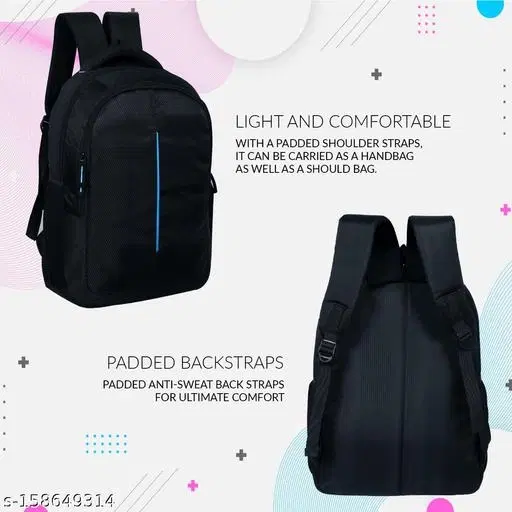Polyester Backpack for Men & Women, Black