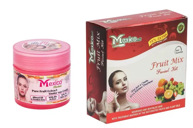 Maxico Herbs Fruit Mix Facial Kit with Fruit Under Eye Cream, Pack of 2