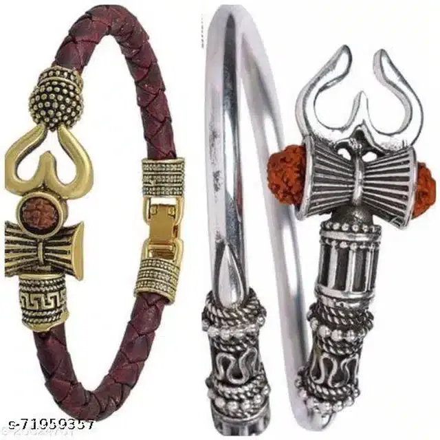 Metal Kada for Men (Brown & Silver)