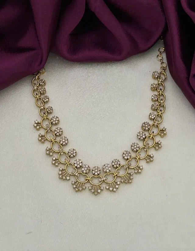 Zircon Gold-plated Necklace Set for Women (Green, Free Size)