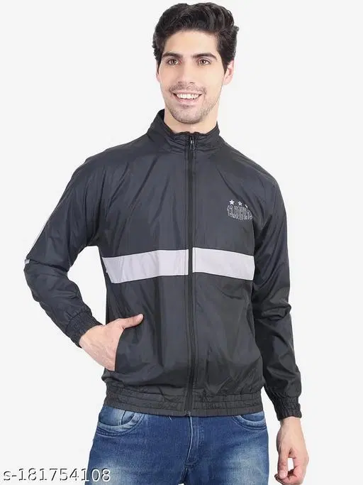 Nylon Full Sleeves Jacket for Men (Black, XL)
