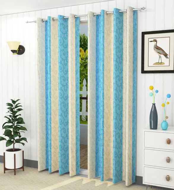 Homefab Polyester Curtains, Blue, 5 Feet, HF-217