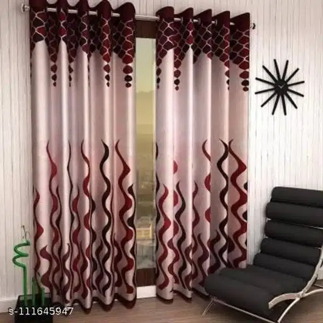 Curtains for Door, Maroon, 7 feet, Pack of 2