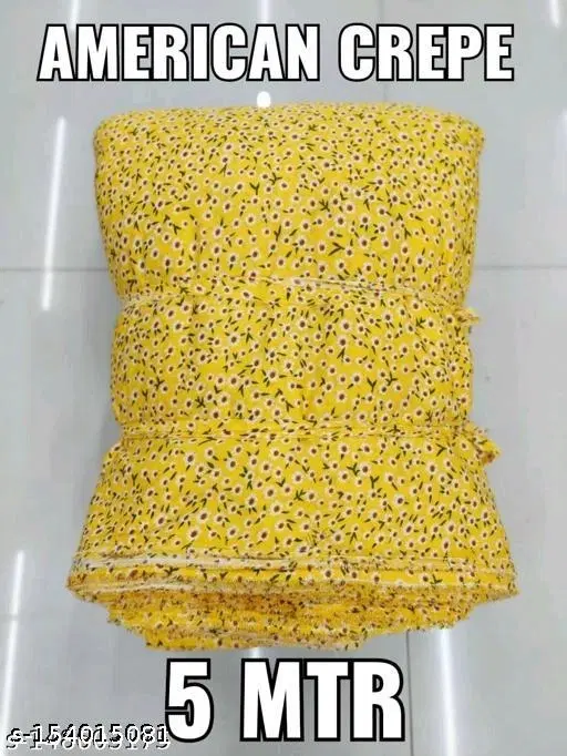 Crepe Kurti Fabric for Women (Yellow, Un Stitched)