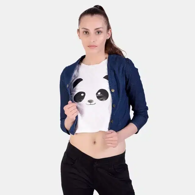 Formal Solid Shrug for Women (Blue, S)