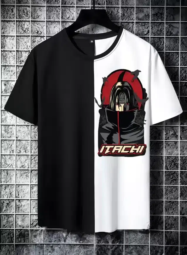 Half Sleeves T-Shirt for Men (Black & White, S)