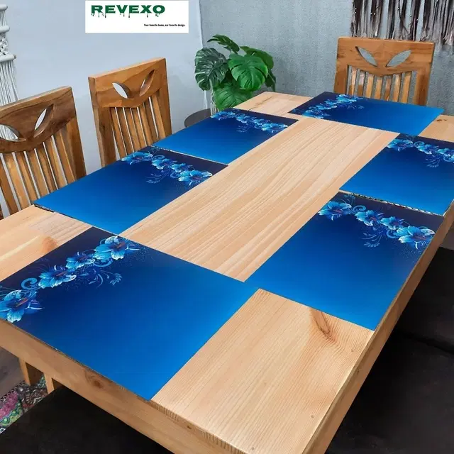 PVC Printed Dining Table Placemats, Multicolor, 30x45 cm, Pack of 6