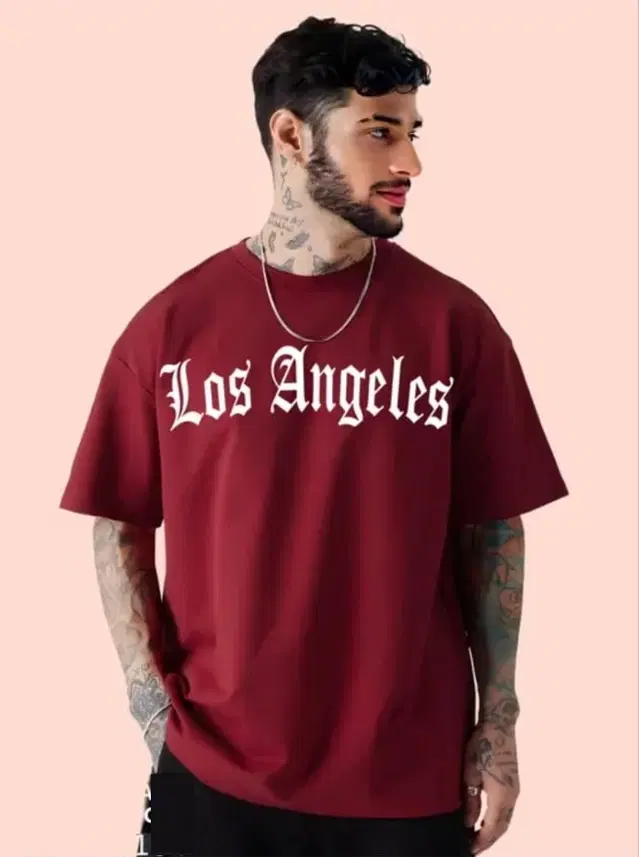 Round Neck Printed T-Shirt for Men (Maroon, M)