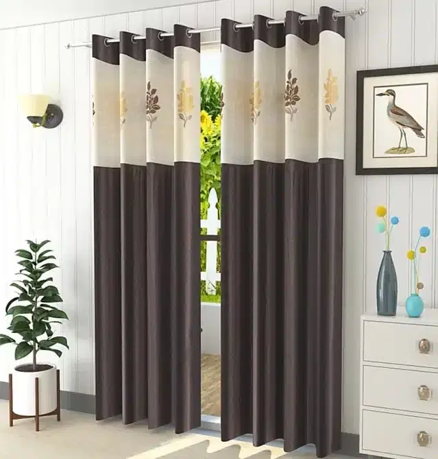 Long Crush Door & Window Curtains, Pack of 2, Brown, 5 feet