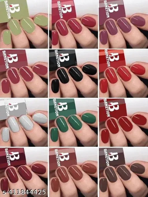 Banetion Matte Nail Polish, Multicolor, Pack of 12