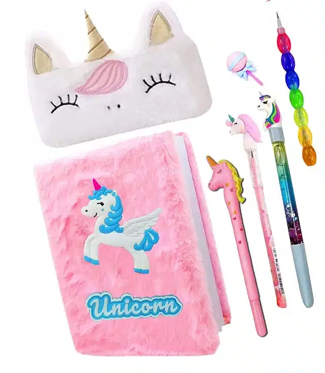 Unicorn Stationery Combo, Set of 7, Multicolor