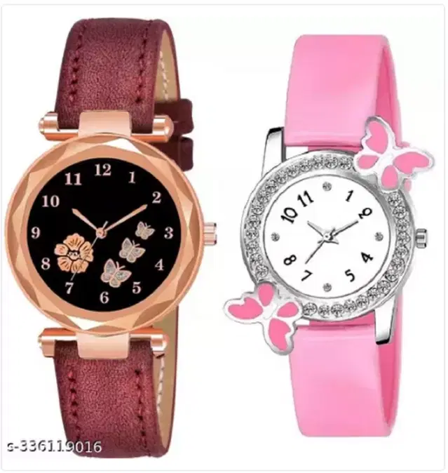 Analog Watch for Women & Girls, Pack of 2 (Multicolor)