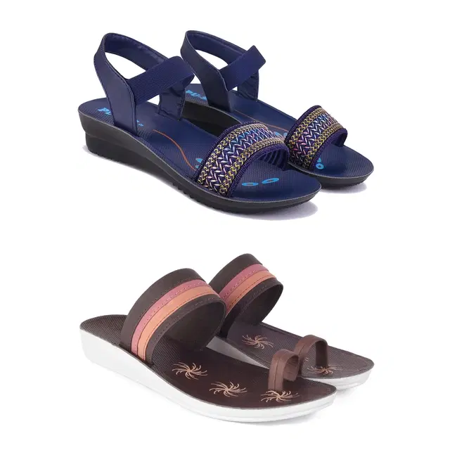 Combo of Flats & Sandals for Women, Set of 2 (Multicolor, 5)