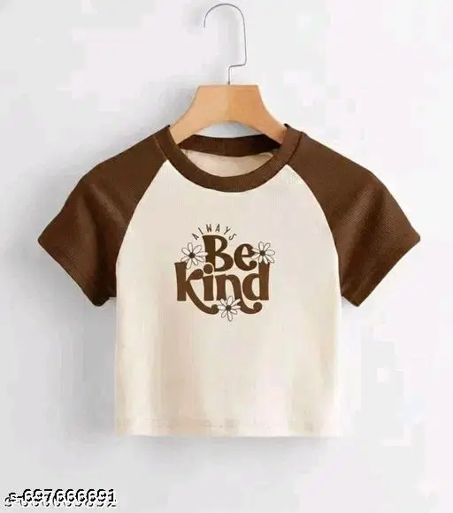 Cotton Blend Printed tops for Women, Beige (S)