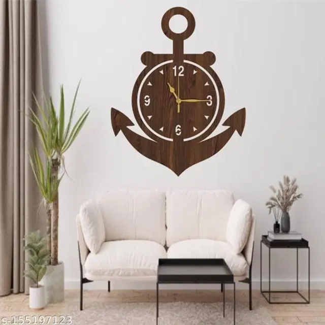 Wooden Wall Clock for Home, Brown