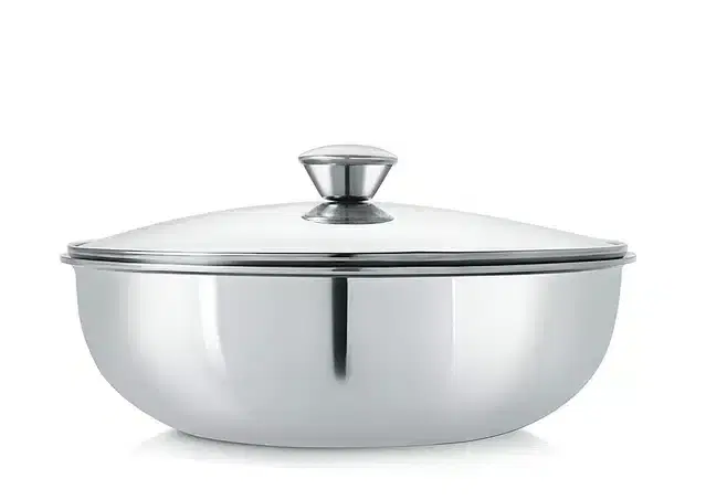 Stainless Steel Kadhai Without Handle, Silver, 2.5 L