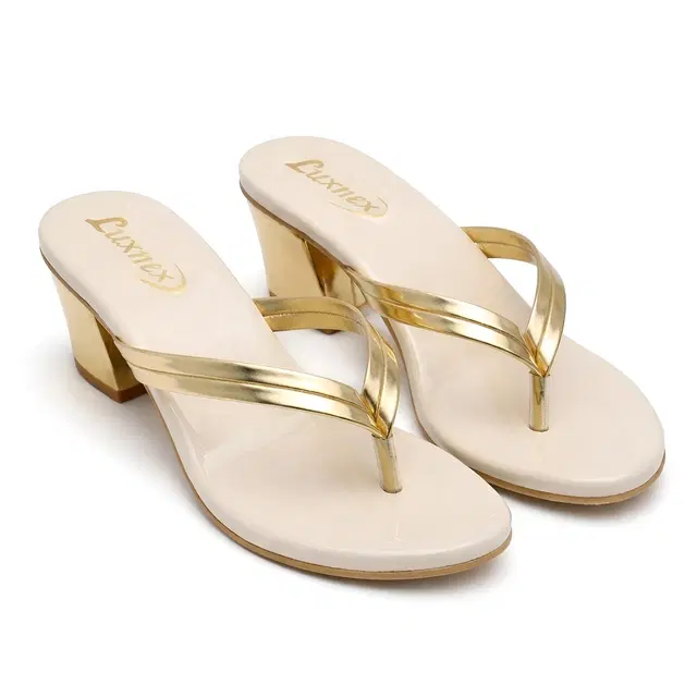Solid Block Sandals for Women (Beige, 3)