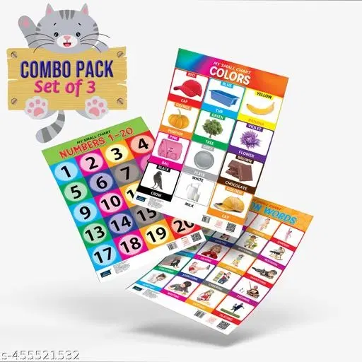 Bookford Publications My small chart Numbers, Action Words & Colors (Set of 3)