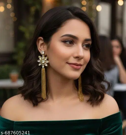 Alloy Kundan Earring for Women & Girls, White