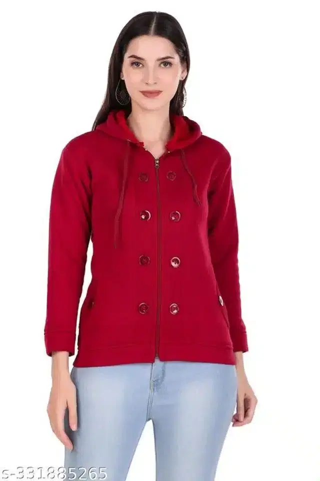 Polyester Sweater for Women (Red, M)