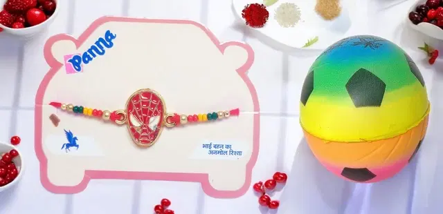 Synthetic Rakhi with Spongi Ball (Multicolor, Set of 1)