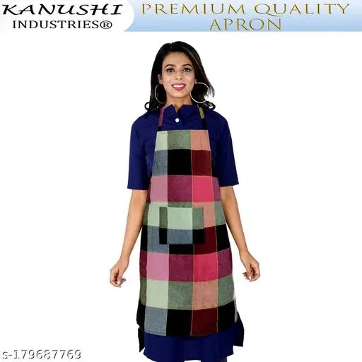 KANUSHI Industries® Apron for Kitchen Waterproof with Front Pocket(COPY-APRON-1-PC-CHECK-NEW-02)