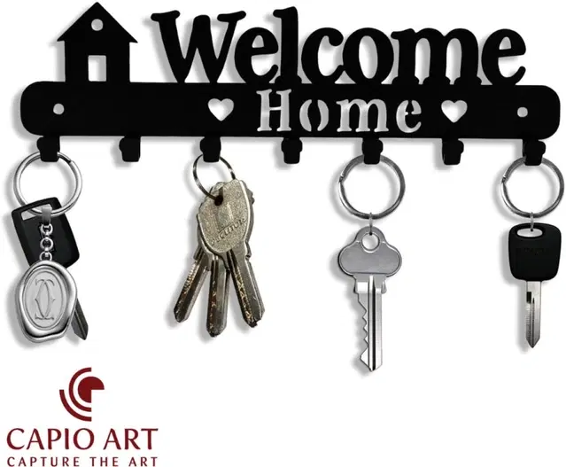 CAPIO ART Metal Key Holder, 7 Hooks, Black