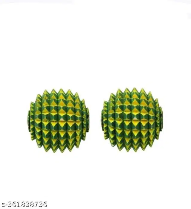 Wooden Body Massager, Yellow & Green, Pack of 2