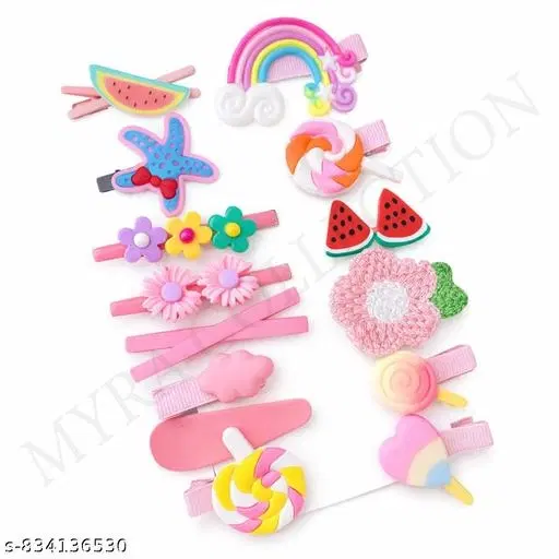Designer Hair Pins for Women, Pack of 14 (Pink)
