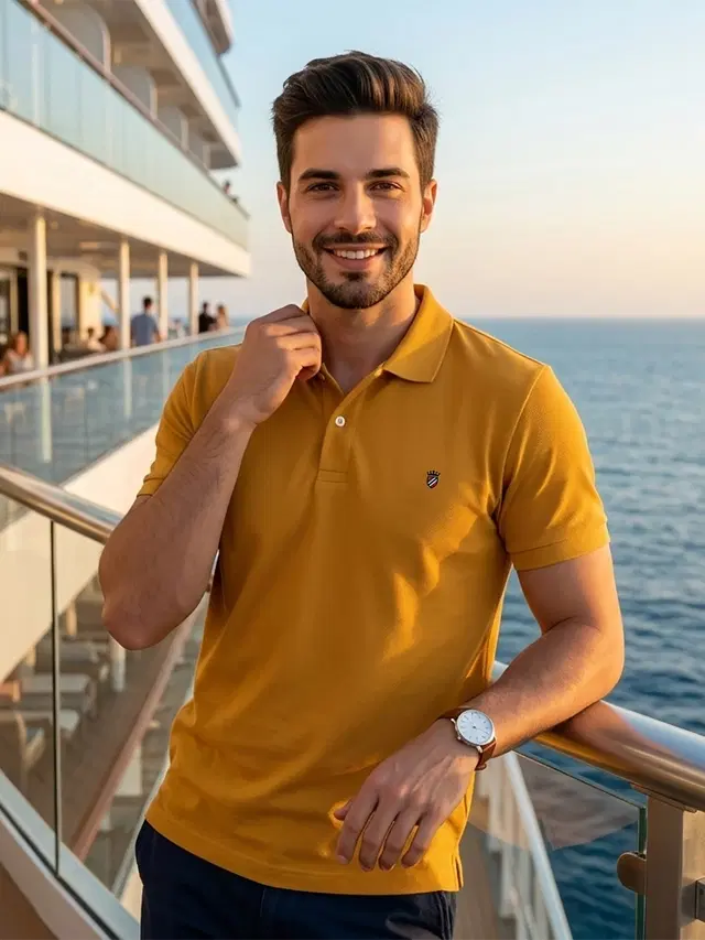 Polo T-shirt for Men (Mustard, XXL)