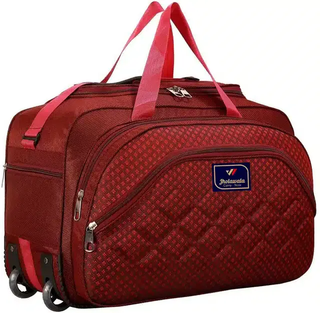 Polyester Traveling Luggage Bag with Wheels, Maroon,61 L