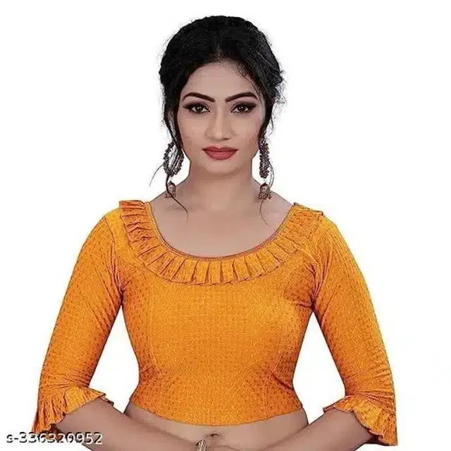 Three-Quarter Sleeves Blouse for Women (Yellow, 26)