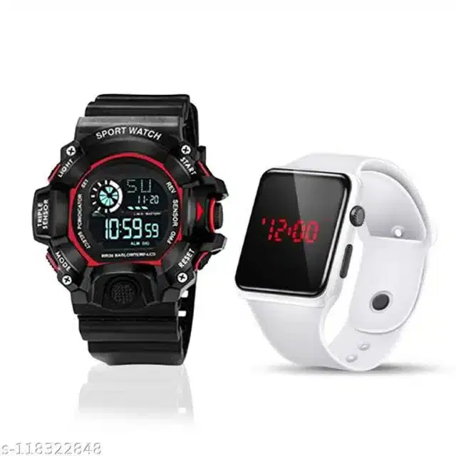 Sports with Digital Watch for Mens & Boys, Set of 2 (Multicolor)