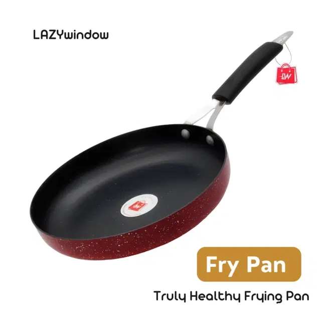 Iron Nonstick Frying Pan, Maroon & Black, 39.5x22x6.5 cm