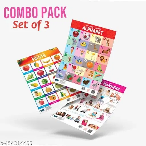 Bookford Publications My small chart Alphabet, Fruits & Good Manners (Set of 3)