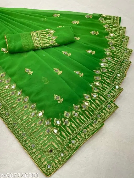 Beautiful Saree for Women (Green, Free Size)