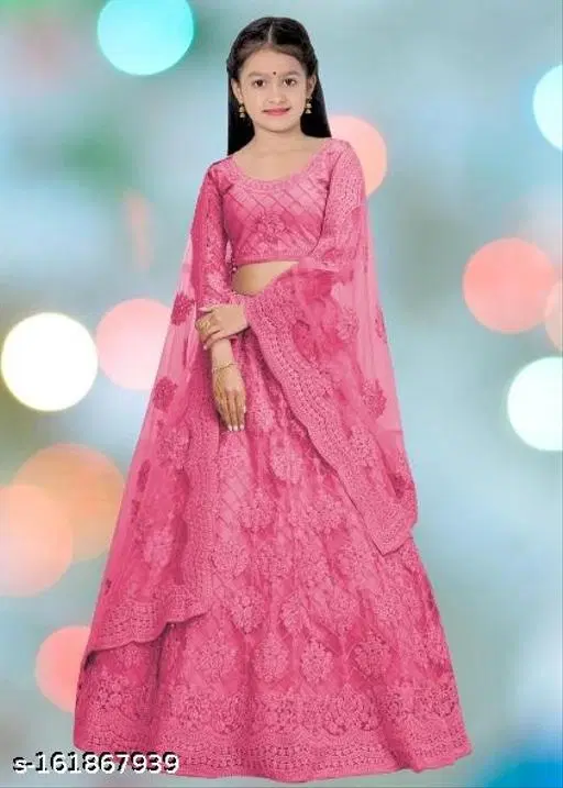Embroidered Lehenga Choli for Women (Pink, 5-6 Years)