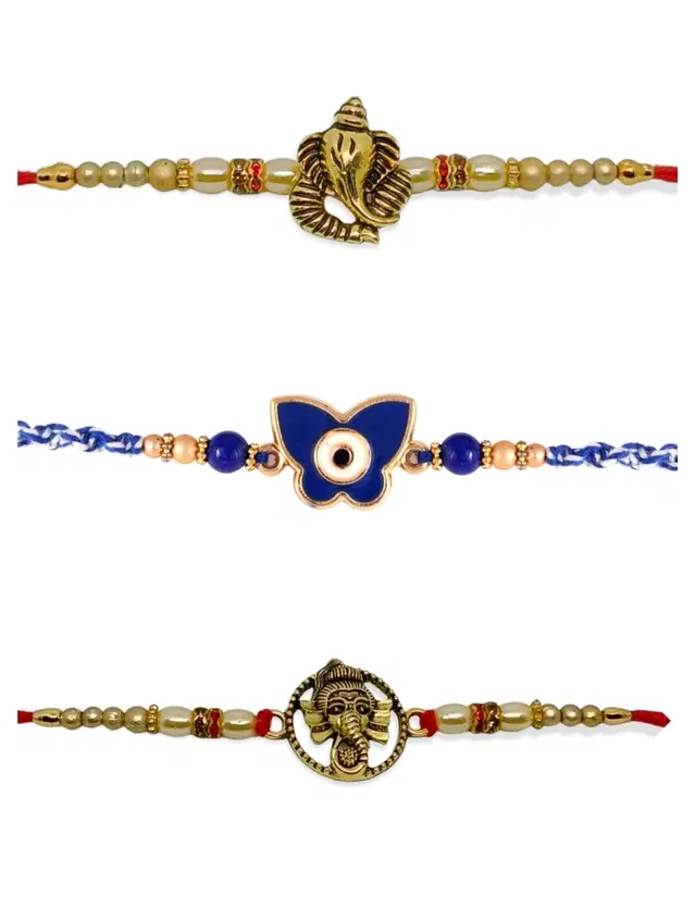 Designer Rakhi for Rakshabandhan, Multicolor, Pack of 3