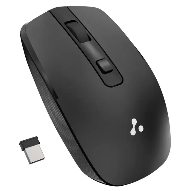 Ambrane Wireless Mouse With 2.4GHz, Usb Nano Dongle, Silent Click, Optical Orientation Click Wheel, 4 Buttons, 1600 Adjustable Dpi, Both Hand Use, Compatible With Pc, Mac, Laptop (Sliq 3, Black)