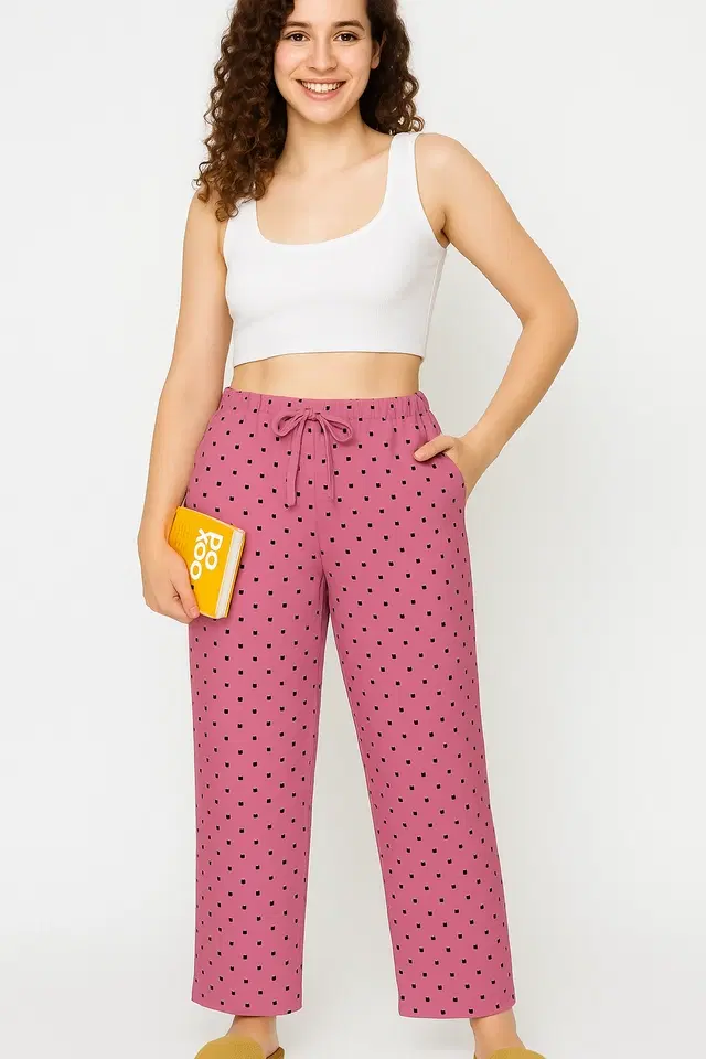 Women's Printed Sleepwear Pyjama Pants; Lavender; Style-4