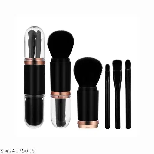 4-in-1 Double Ended Makeup Brush Set, Detachable Travel Foundation Brush Eyeshadow Powder Brush