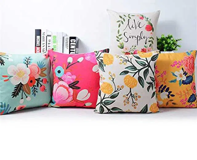 Cushion cover with zip Closure, Set of 5, 16 X 16 Inches, Multicolor, A-329