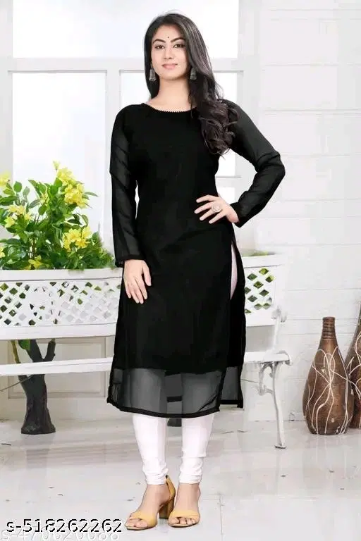 Georgette kurti for Women,  Black  (S)