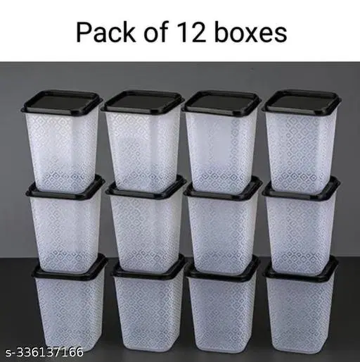 Plastic Storage Containers, White, Pack of 12 (1000 ml)