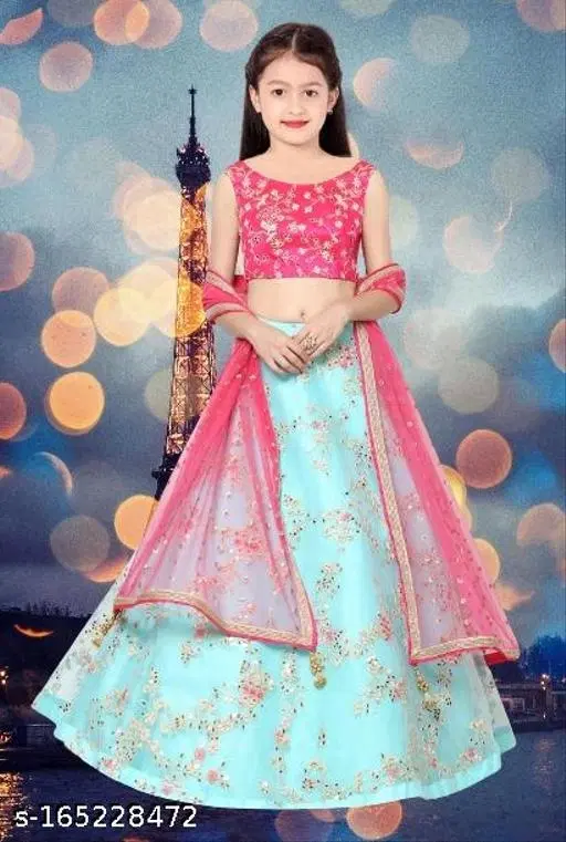 Embroidered Lehenga Choli for Women (Pink, 5-6 Years)