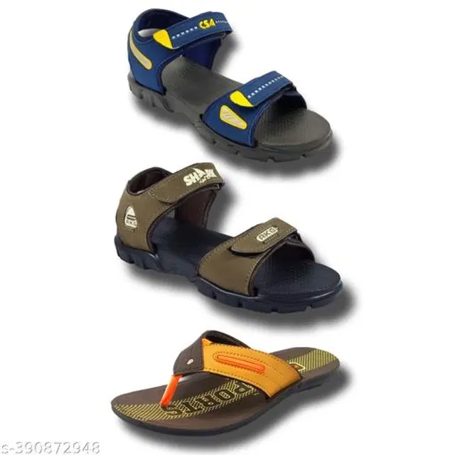Sandals with Flipflop for Men, Pack of 3 (Multicolor, 6)