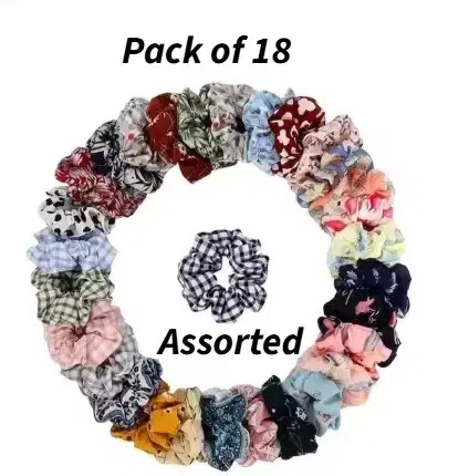 Georgette Floral Hair Scrunchies, Assorted, Pack of 18