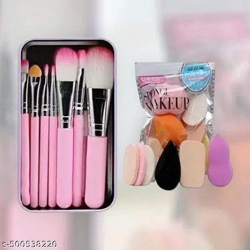 Makeup Blender Set with 7 Pcs Makeup Brushes, Multicolor, Set of 2