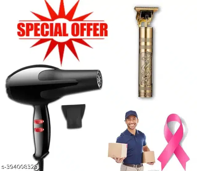 Professional Trimmer with Hair Dryer Combo for Men & Women, Multicolor, Set of 2