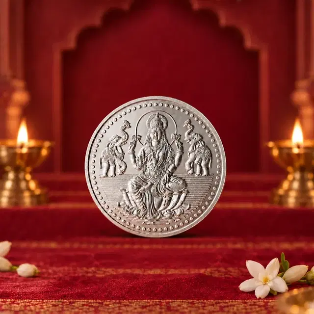 Unniyarcha 999 Pure Silver Goddess Lakshmi Puja Coin, 5 g